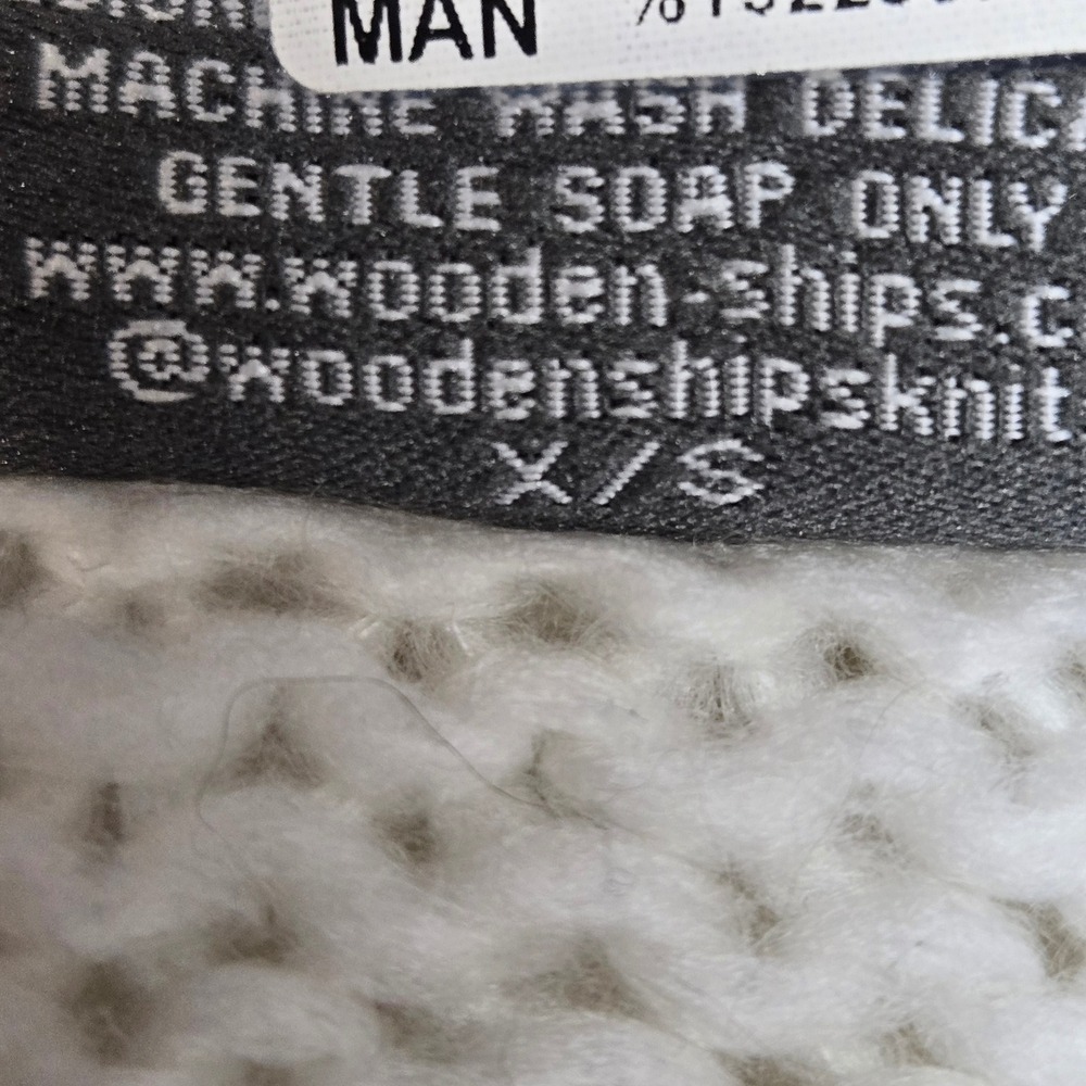 Wooden Ships Camo Star Raglan Crew Sweater Cream Mohair Blend XS S Oversized - Picture 7 of 10